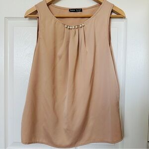 SHEIN Sleeveless Blouse with Pearl Accents
